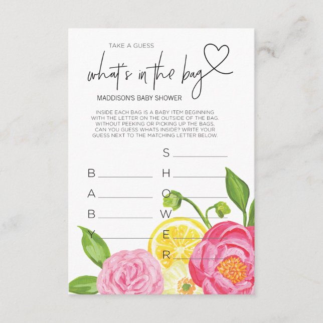 Baby Shower Games Baby Girl Shower Favors Card (Front)