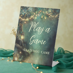 Baby Shower Games Enchanted Forest Lanterns  Pedestal Sign