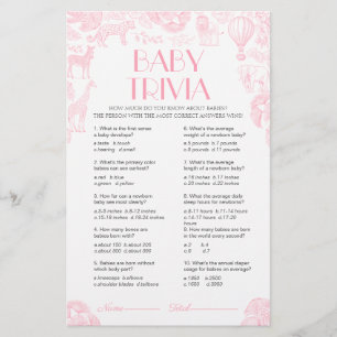 Baby Shower Games Fancy Baby Trivia Game Card