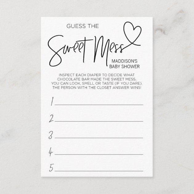 Guess the mess shop baby shower game