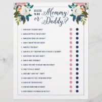 Baby Shower Games Guess Who Mommy or Daddy