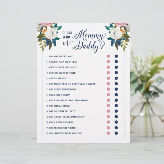 Baby Shower Games - Guess Who Mommy or Daddy (Standing Front)