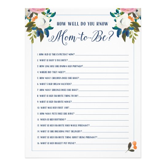 Baby Shower Games How Well Do You Know Mom to Be Flyer
