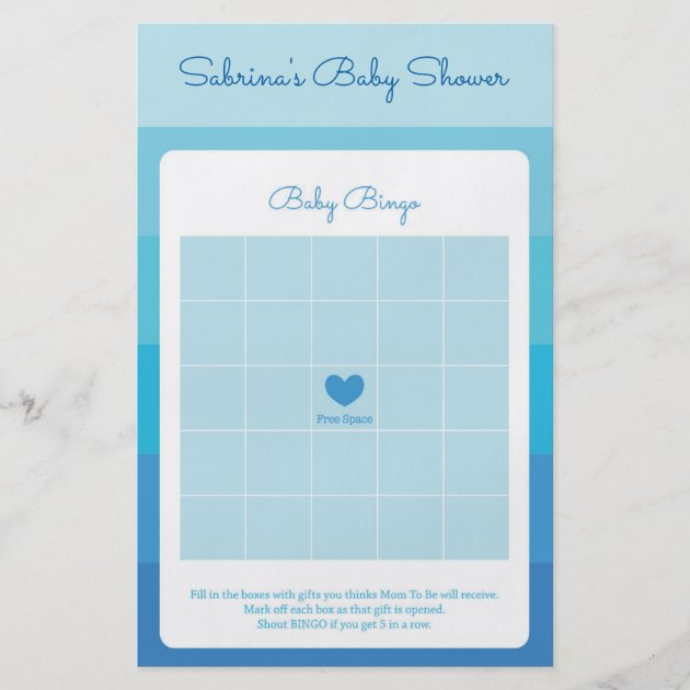 Baby Shower Games In Blue Ombre Stripes Flyer