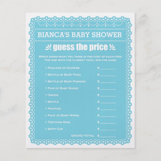 Baby Shower Games In Blue Papel Picado Flyer