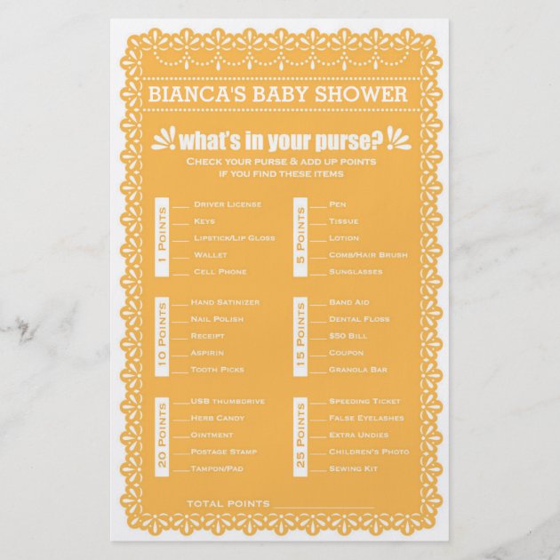 Baby Shower Games In Orange Papel Picado Flyer
