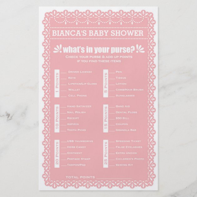 Baby Shower Games In Pink Papel Picado Flyer