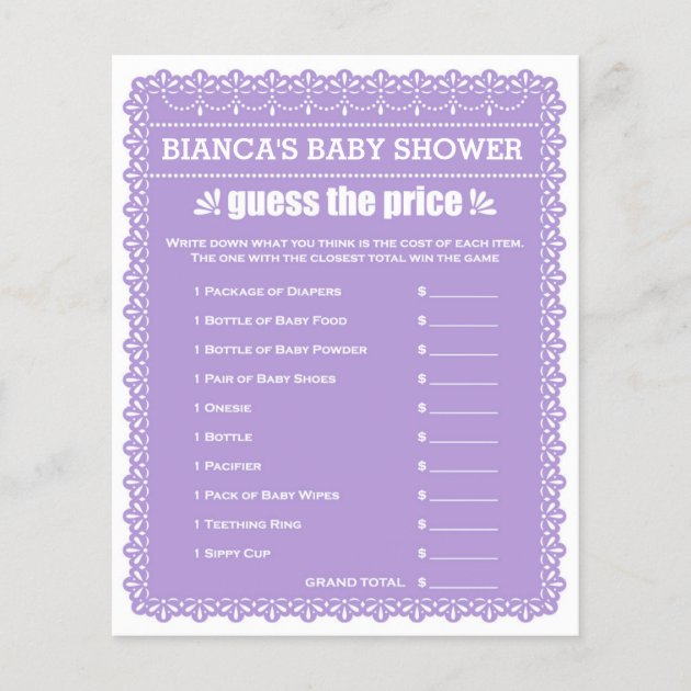 Baby Shower Games In Purple Papel Picado