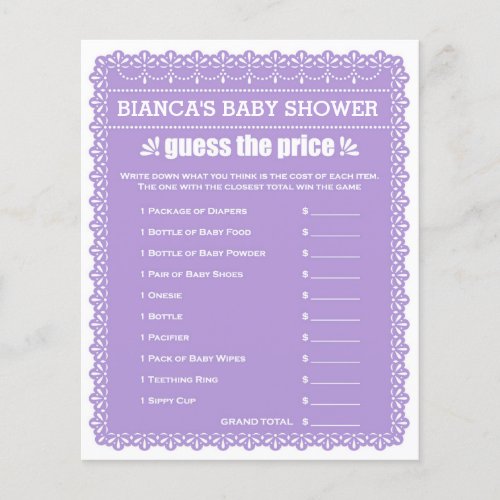 Baby Shower Games in Purple Papel Picado