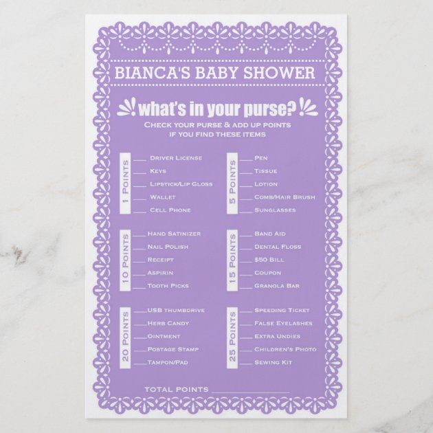 Baby Shower Games In Purple Papel Picado Flyer