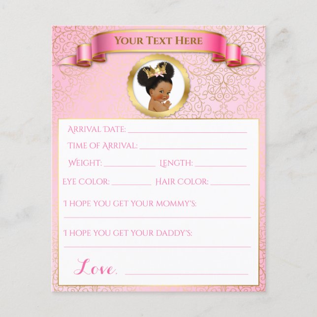 Baby Shower Games Pink Gold African American (Front)