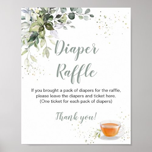 Baby Shower Games Tea Party Diaper Raffle Sign