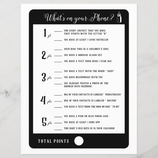 Baby Shower Games What S On Your Phone Game Zazzle Com