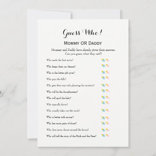 Baby Shower Games _ Wishes for Baby and Guess Who Advice Card