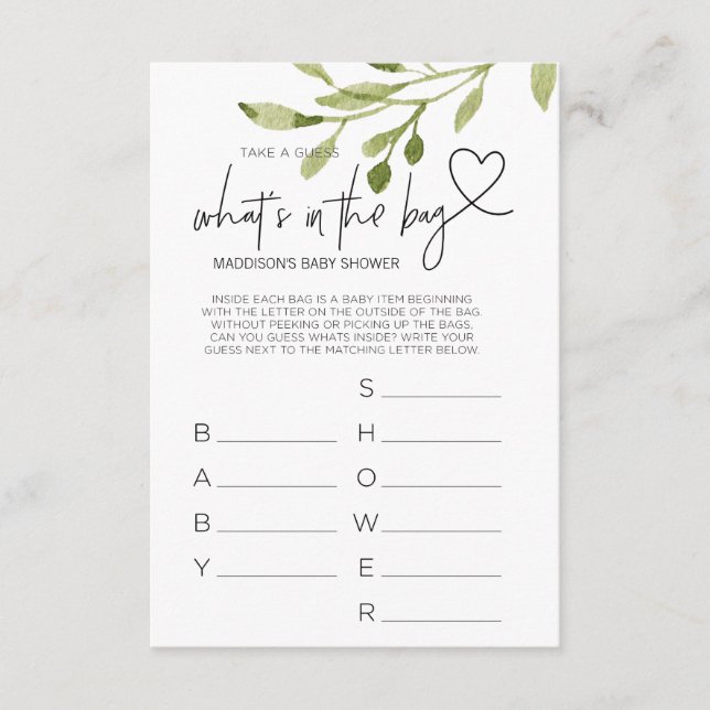 Baby Shower GamesGender Neutral Shower Party Card (Front)