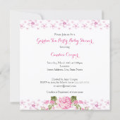 Baby Shower Garden Tea Party Lace Pink Brunette Invitation (Back)