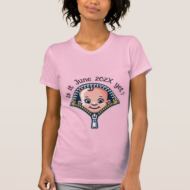 Baby shower gender funny bith  date announcement  T-Shirt (Front)