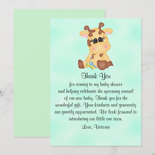 Baby Shower Gender Neutral Giraffe Invitation (Front/Back)