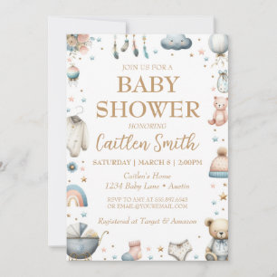 Baby Shower Gender Neutral Pink Blue Invitation