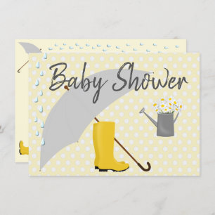 Baby Shower Gender Neutral Umbrella and Rain Boots Invitation