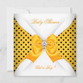 Baby Shower Gender Reveal Black Yellow White Spots Invitation