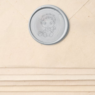 Baby Shower Gender Reveal Boy Wax Seal Sticker