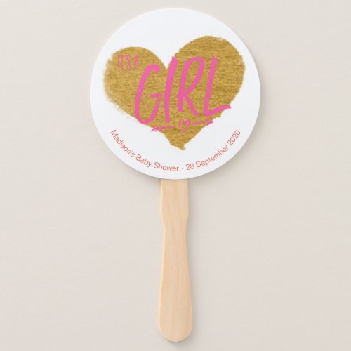 Baby Shower Gender Reveal Fans Its a Girl Hand Fan