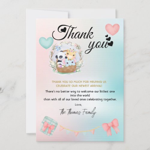  Baby Shower Gender Reveal Thank You Card
