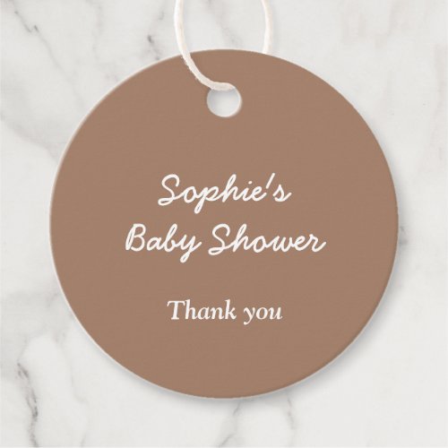 Baby Shower Gentle Brown Minimalist Favor Tags