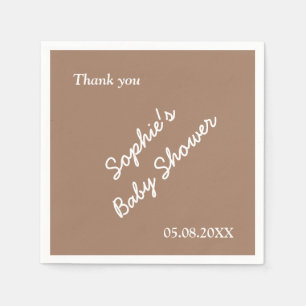 Baby Shower Gentle Brown Minimalist Paper Napkins