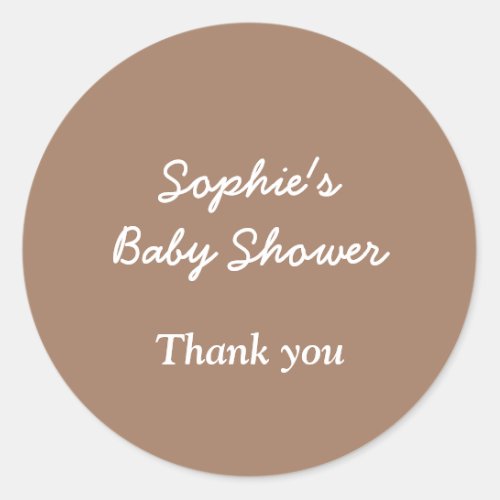 Baby Shower Gentle Brown Thank You Sticker