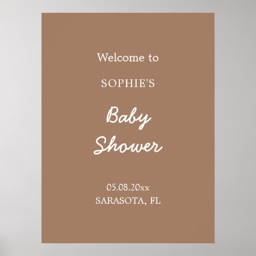 Baby Shower Gentle Brown Welcome Poster