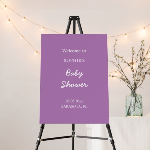 Baby Shower Gentle Purple Welcome Sign