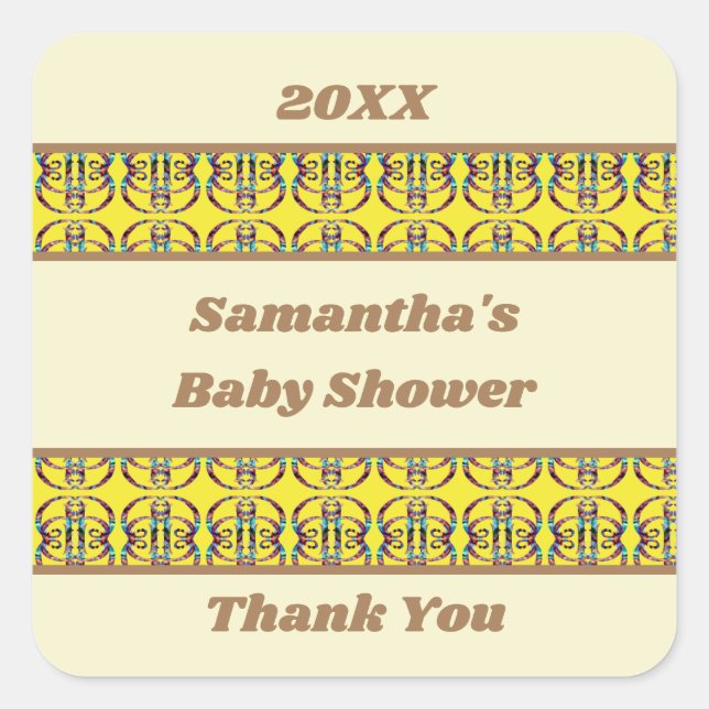 Baby Shower Geometric Abstract Gender Neutral Square Sticker (Front)