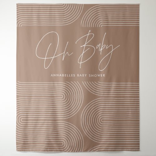 Baby shower geometric modern tan brown elegant tapestry