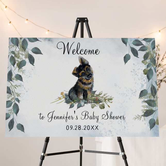 Baby Shower German Shepherd Puppy Welcome Foam Board (In Situ (Stand))
