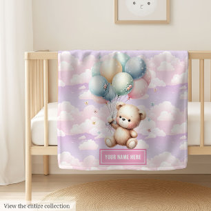 Baby Shower Gift Girl Cute Teddy Bear Balloon Blanket