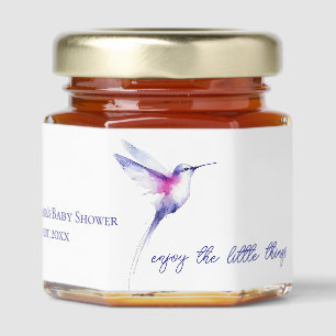 Baby Shower Gift Hummingbird Customized Blue Pink Honey Jar Favors