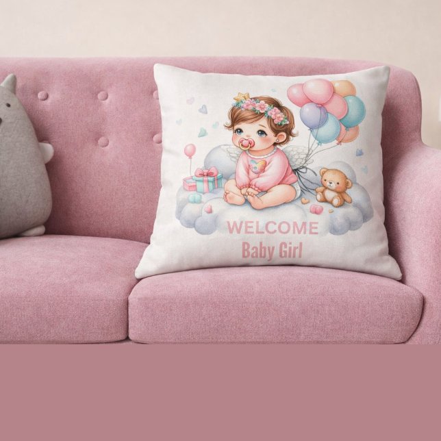 Baby Shower Gift Pink Pastel Throw Pillow (Creator Uploaded)