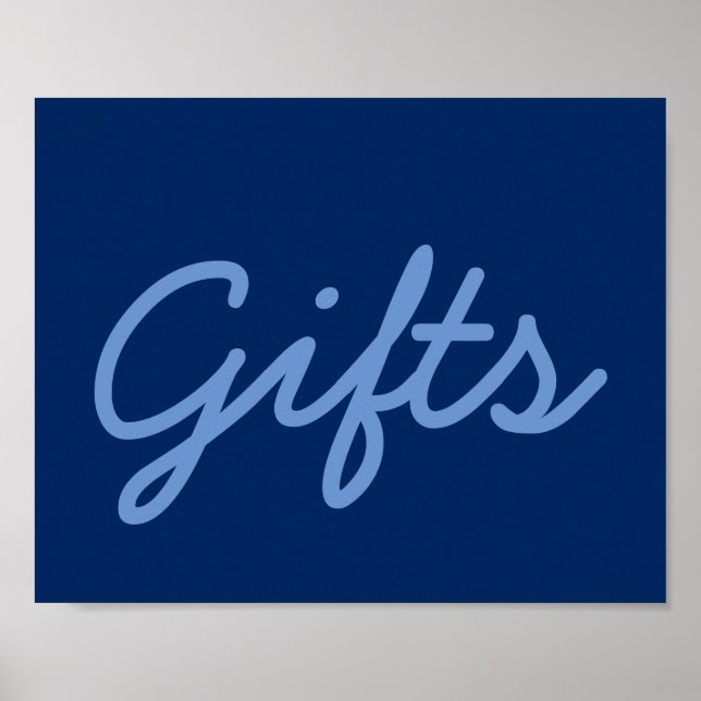 Baby Shower Gift Table Poster - Navy Blue (Front)