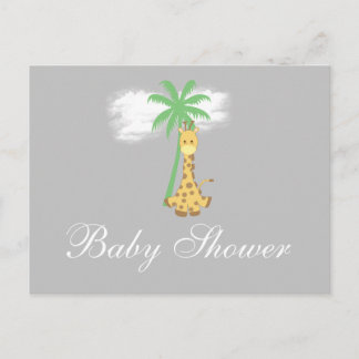 Baby Shower Giraffe on silver grey invitations