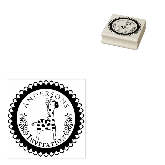 Baby Shower Giraffe Rubber Stamp (Stamped)