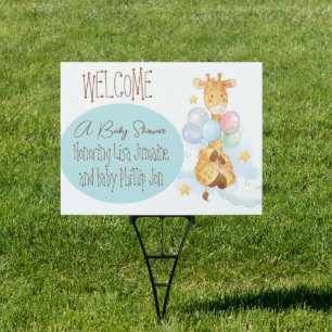 Baby Shower Giraffe Welcome Yard Sign