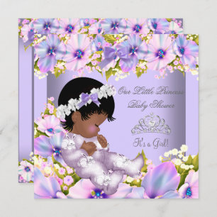 Baby Shower Girl African American Purple Princess Invitation