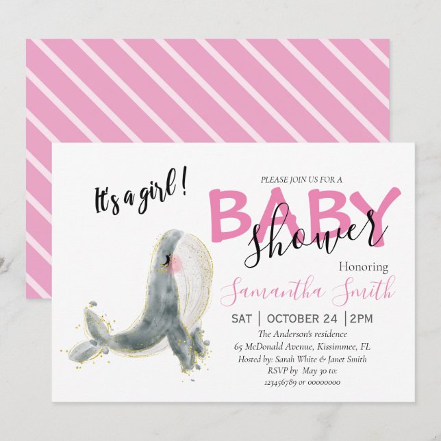 Baby Shower GIRL  Announcement (Front/Back)