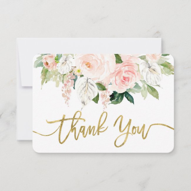 Baby shower girl anthurium thank you card