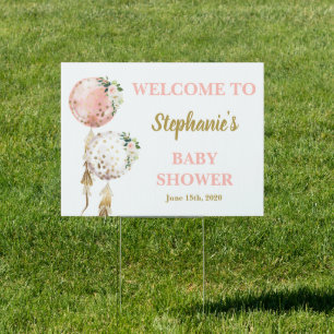 Baby Shower girl balloons yard Sign