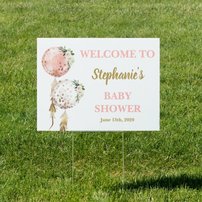 Baby Shower girl balloons yard Sign (Insitu)