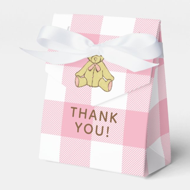 Baby Shower Girl Bear Thank You Favor Boxes (Front Side)