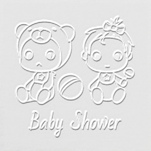 Baby Shower Girl Bear Twins Embosser